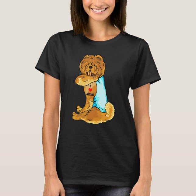 Camiseta Eu Amo Mamãe Tattoo Chow Chow Mãe Cães Mulheres (Frente)