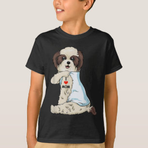 Camiseta Eu Amo Mamãe Tattoo Shih Tzu Mãe Cachorro Sobremes