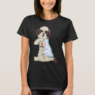 Camiseta Eu Amo Mamãe Tattoo Shih Tzu Mãe Mulheres Cachorro
