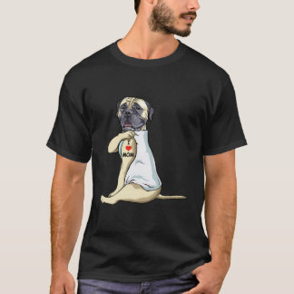 Camiseta Eu Amo Mamãe Tatuagem Inglês Mastiff Mãe Cachorro 