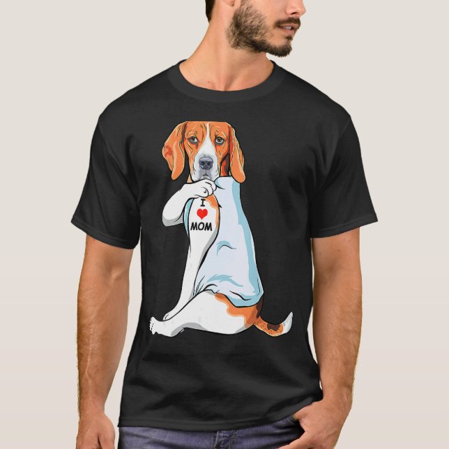 Camiseta Eu Amo Mamãe Tatuagem Tratando Walker Coonhound Ma (Frente)