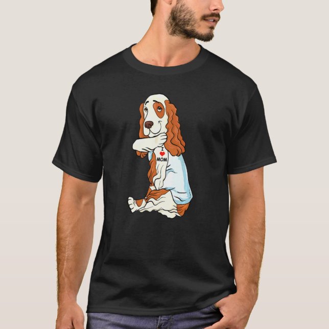 Camiseta Eu Amo Mamãe Tatuar O Cachorro Americano Do Cocker (Frente)