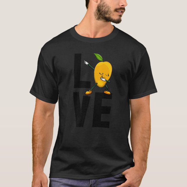 Camiseta Eu Amo Mango Doce Dabbing Engraçado Fruta Amor (Frente)