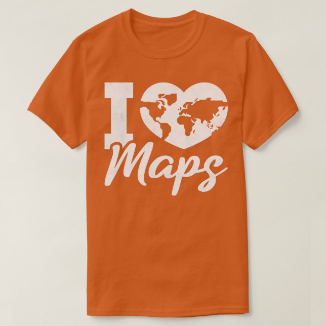 Camiseta Eu Amo Mapas Geografia (Frente do Design)