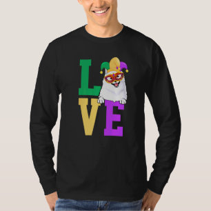 Camiseta Eu Amo Mardi Gras American Eskimo Dog Matando Fam
