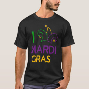 Camiseta Eu Amo Mardi Gras, Carnaval, Diversão, Festa Cajun
