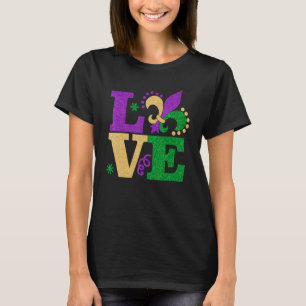 Camiseta Eu Amo Mardi Gras Fleur-de-Lis Parade Men Women Ki