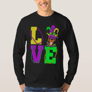 Camiseta Eu Amo Mardi Gras Funny Rottweiler Dog Mask Costum