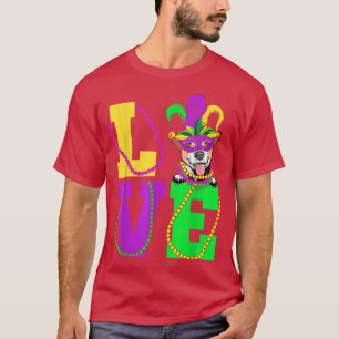 Camiseta Eu Amo Mardi Gras Jack Russell Terrier Dog Mask Co