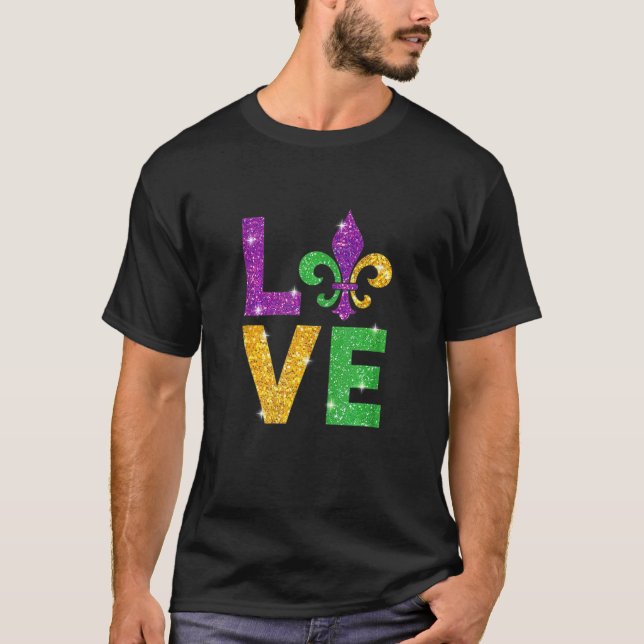 Camiseta Eu Amo Mardi Gras Mardi Gras Para Meninas (Frente)