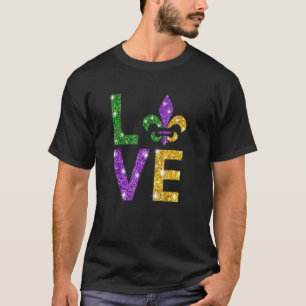 Camiseta Eu Amo Mardi Gras Mardi Gras Para Meninas