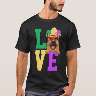 Camiseta Eu Amo Mardi Gras Pastor Alemão Combinando Família