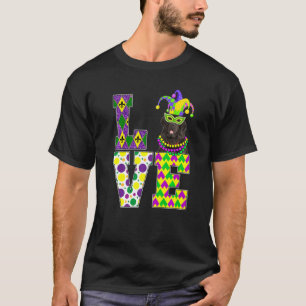 Camiseta Eu Amo Mardi Gras Terra Nova Cachorro Funny Mask F