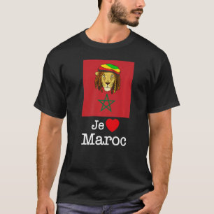 Camiseta Eu amo Maroc, Legal Marrocos Lions com Flag Illust