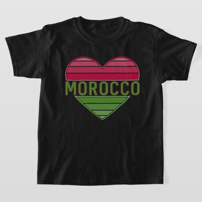 Camiseta Eu amo Marrocos, coração marroquino (Postura )