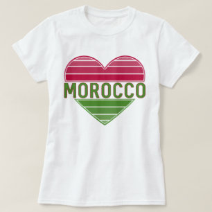 Camiseta Eu amo Marrocos, coração marroquino