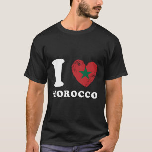Camiseta Eu Amo Marrocos Ele Bandeira Marrocos