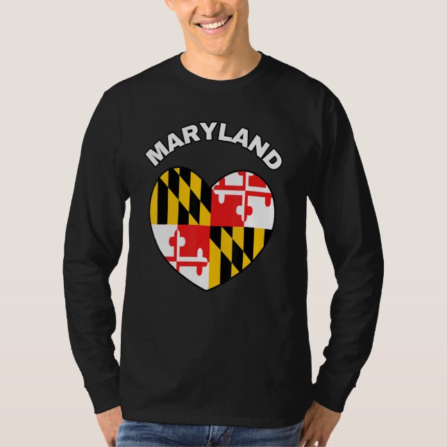 Camiseta Eu amo Maryland MD Flag Heart Baltimore Hon (Frente)
