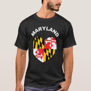 Camiseta Eu amo Maryland MD Flag Heart Baltimore Hon