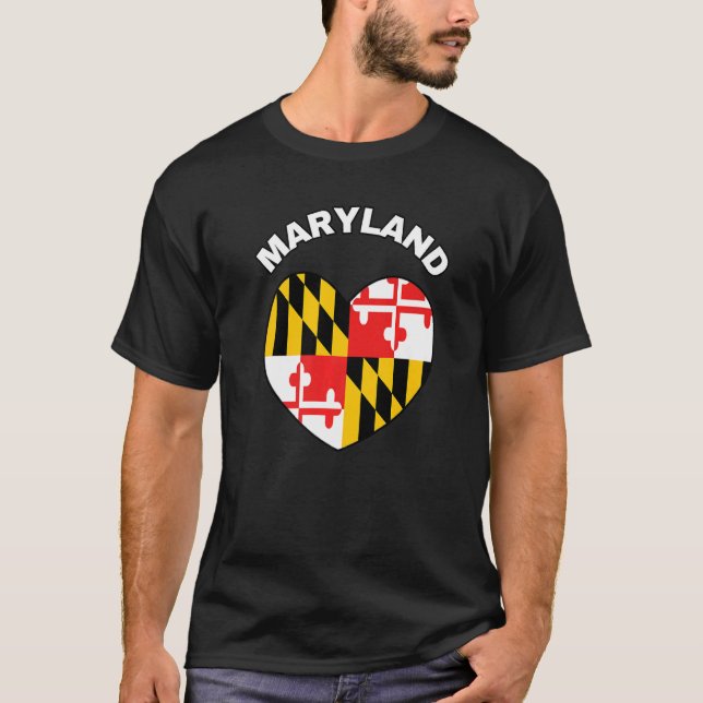 Camiseta Eu amo Maryland MD Flag Heart Baltimore Hon (Frente)