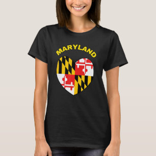 Camiseta Eu amo Maryland MD Flag Heart Baltimore Hon