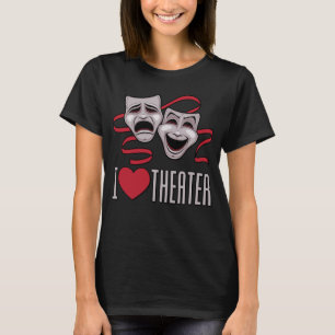 Camiseta Eu Amo Máscaras de Comédia e Tragédia do Teatro