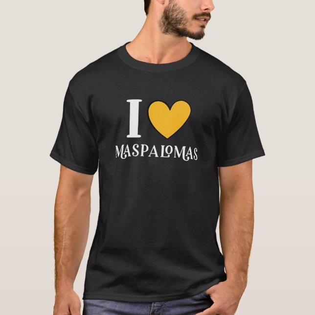 Camiseta Eu Amo Maspalomas Gran Canaria Espanha Premium (Frente)