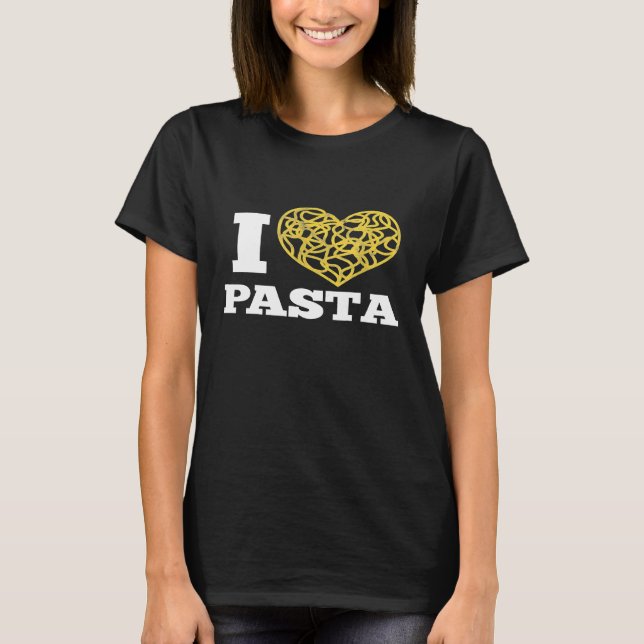 Camiseta Eu Amo Massas Cute Spaghetti Italiano Comida Coraç (Frente)