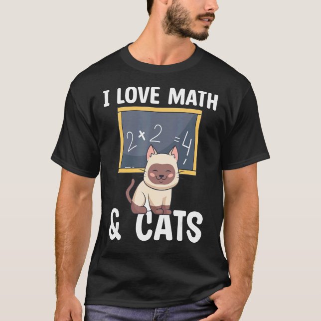 Camiseta Eu Amo Matemática E Gatos (Frente)