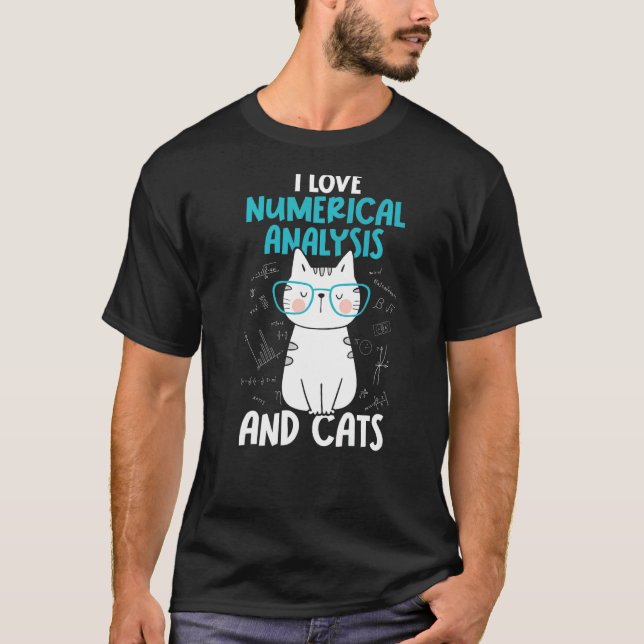 Camiseta Eu Amo Matemática e Gatos   Análise Numérica (Frente)