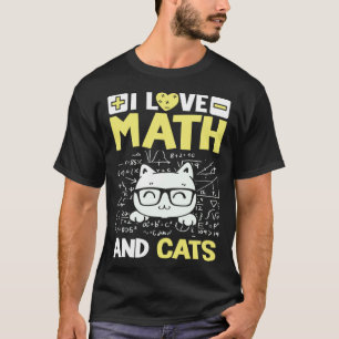 Camiseta Eu Amo Matemática E Gatos Dono De Animal De Estima