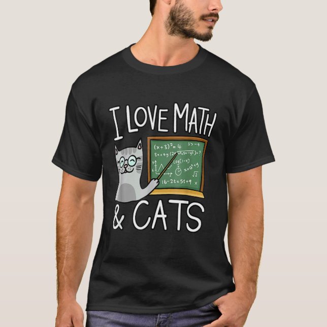 Camiseta Eu Amo Matemática E Gatos Feliz Professor E Aluno (Frente)