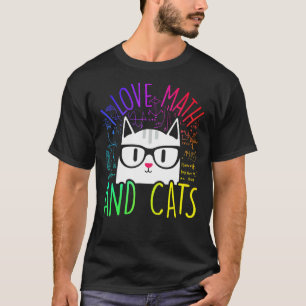 Camiseta Eu Amo Matemática E Gatos Gatinho Fofo Gato Felino