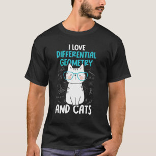 Camiseta Eu Amo Matemática e Gatos Geometria Diferencial