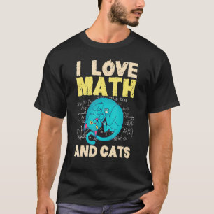 Camiseta Eu Amo Matemática E Gatos Gráfico Fofo De Matemáti
