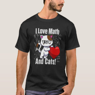 Camiseta Eu Amo Matemática e Gatos Homens Mulheres Lindos