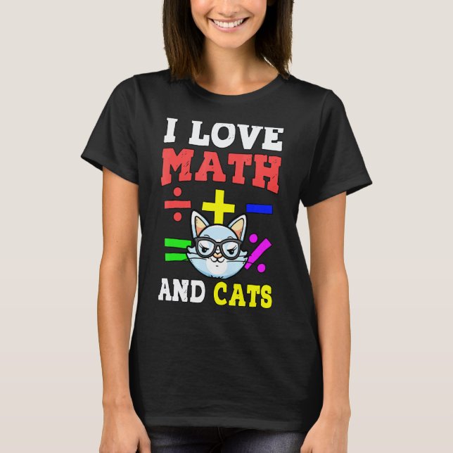 Camiseta Eu Amo Matemática E Gatos Matemática Álgebra Profe (Frente)