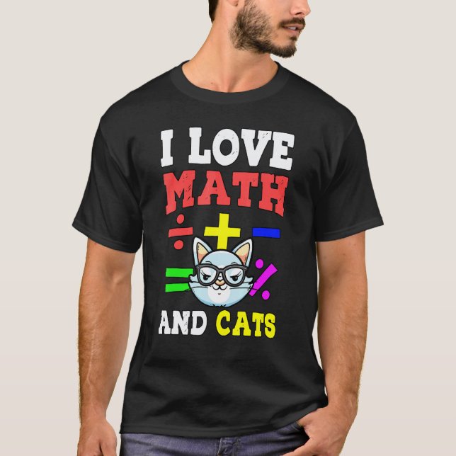 Camiseta Eu Amo Matemática E Gatos Matemática Álgebra Profe (Frente)