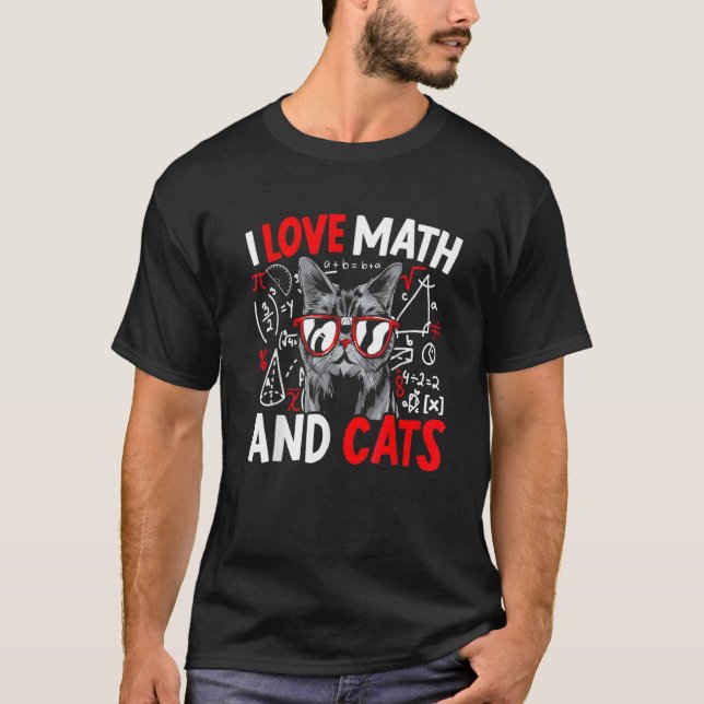 Camiseta Eu Amo Matemática E Gatos Matemática  Gato  1 (Frente)