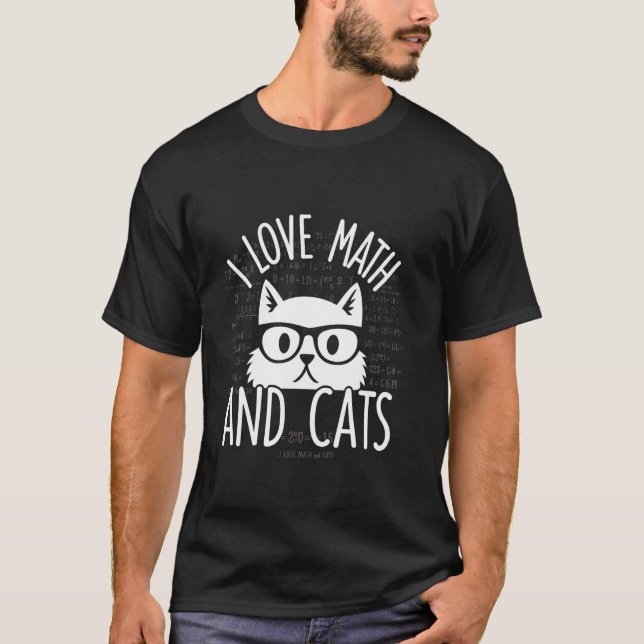 Camiseta Eu Amo Matemática e Gatos Presentes Fofo Nerdy Pro (Frente)