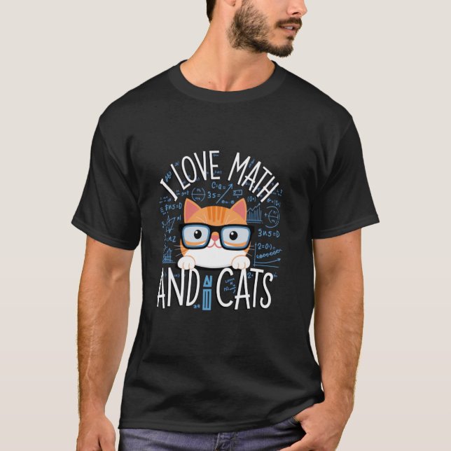 Camiseta Eu Amo Matemática e Gatos Presentes Fofo Nerdy Pro (Frente)