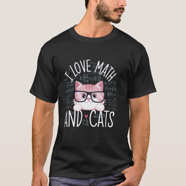 Camiseta Eu Amo Matemática e Gatos Presentes Fofos e Nerdy  (Frente)