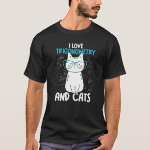 Camiseta Eu Amo Matemática e Gatos Trigonometria