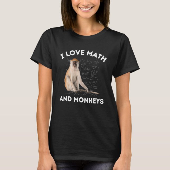 Camiseta Eu Amo Matemática e Macacos Amante de Macaco Álgeb (Frente)