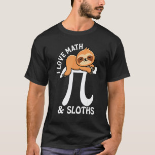 Camiseta Eu Amo Matemática e Preguiças Dia do Pi