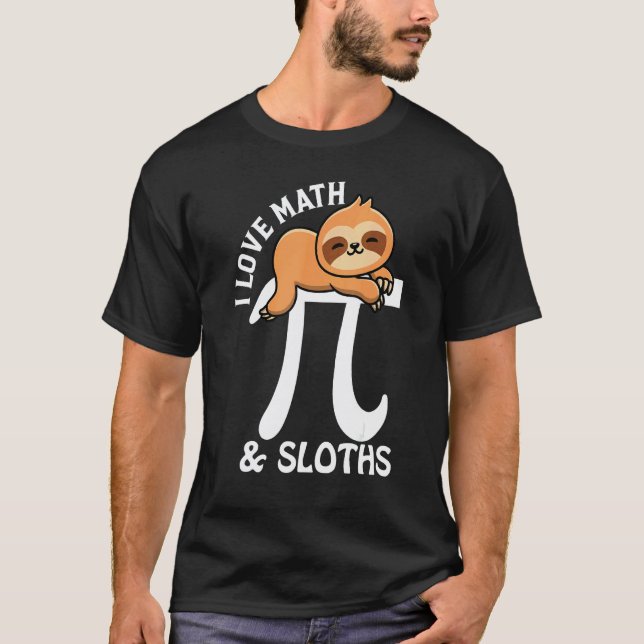 Camiseta Eu Amo Matemática e Preguiças Dia do Pi (Frente)