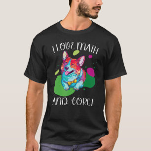 Camiseta Eu Amo Matemática e raça de cachorro fofo corgi es