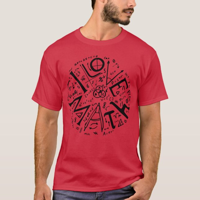 Camiseta EU AMO MATEMÁTICA retrô (Frente)