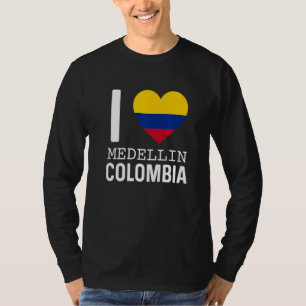 Camiseta Eu Amo Medellín Colômbia Bandeira Mapa Orgulho Col