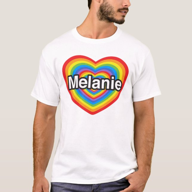 Camiseta Eu amo Melanie. Eu te amo Melanie. Coração (Frente)